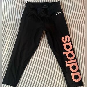 Adidas Black Leggings with Pink Logo